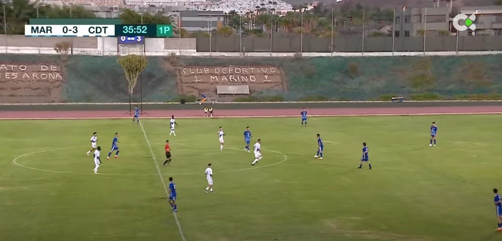 Óscar Cano estrena su Tenerife con una goleada. Captura/TVCanaria