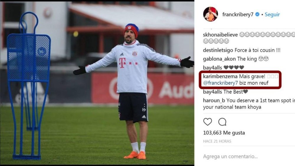 Benzema bromeó con Ribéry. Instagram/FranckRibery7