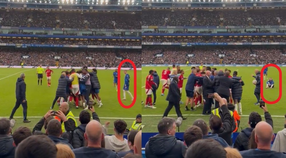 Palmer sat on the floor instead of getting involved in the melee. X/14susaaan