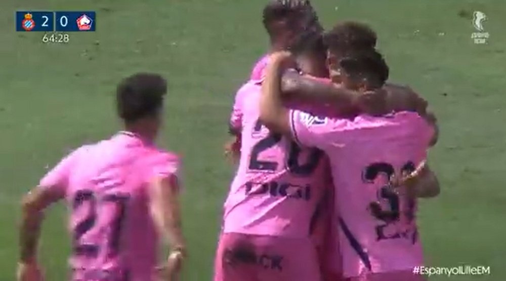 El Espanyol venció por 2-0 al Lille en su tercer amistoso de pretemporada. Captura/EspanyolMedia