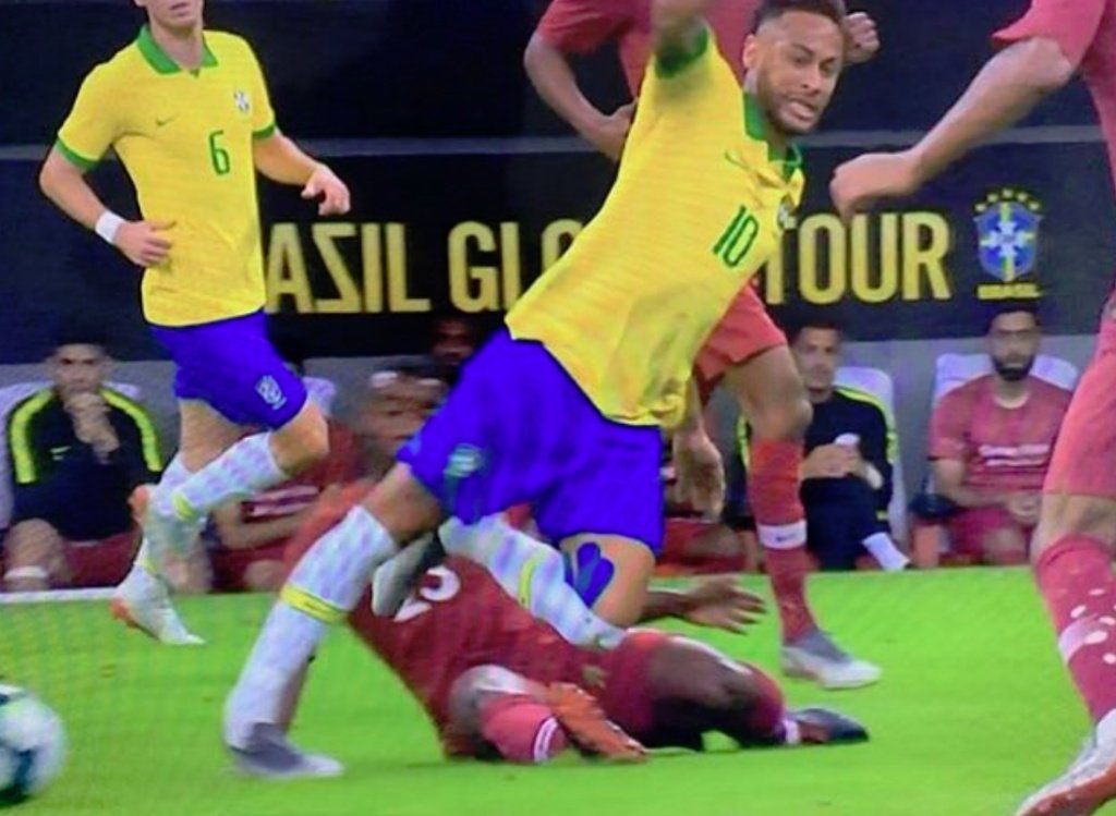 Tearful Neymar carried off with lower leg injury