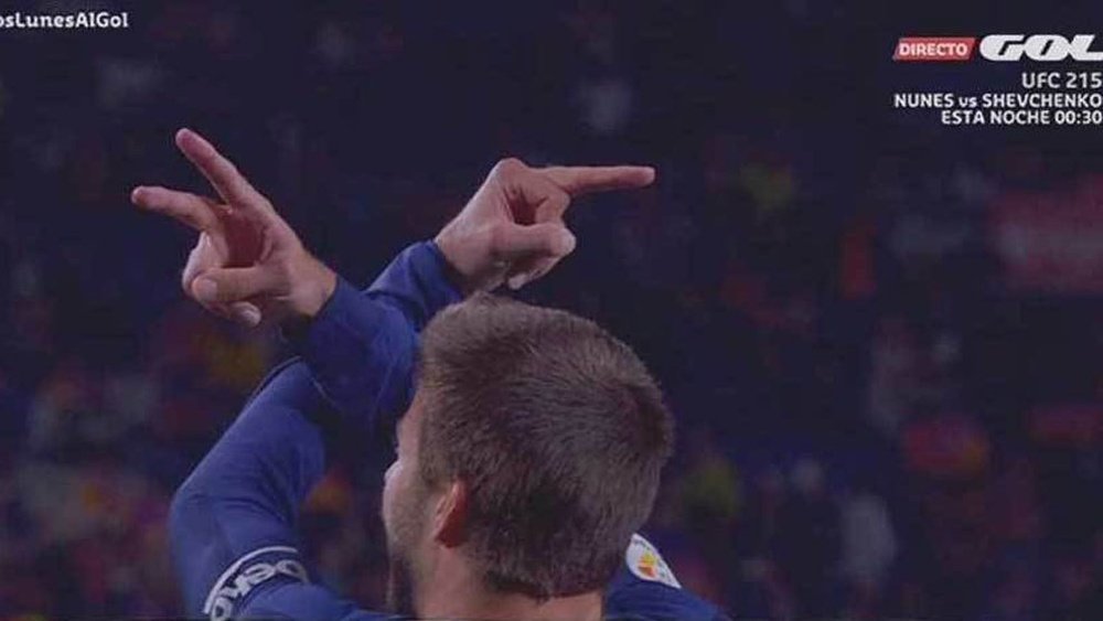 Piqué anotó el cuarto gol para el Barça ante el Espanyol. Captura/Gol
