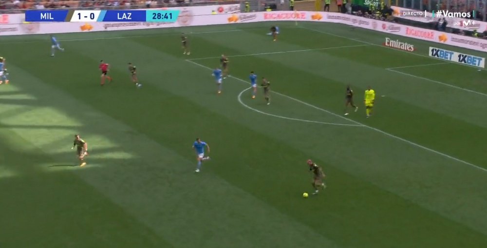 Theo Hernández firmó el gol de la jornada en Italia. Captura/Movistar+