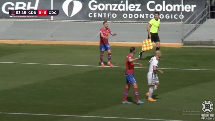 Gonzalo detuvo un penalti a favor del Calahorra. Captura/Footters