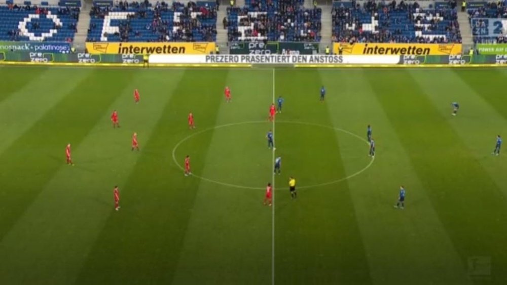 El Hoffenheim sale de su inconsciencia. Captura/DAZN