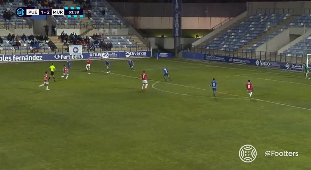 El Murcia ganó 1-2 al Puertollano. Captura/Footters