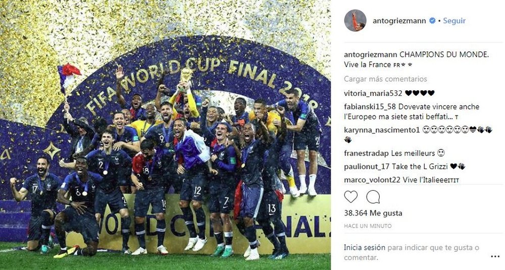 Griezmann celebrated the win on social media. Instagram/Griezmann
