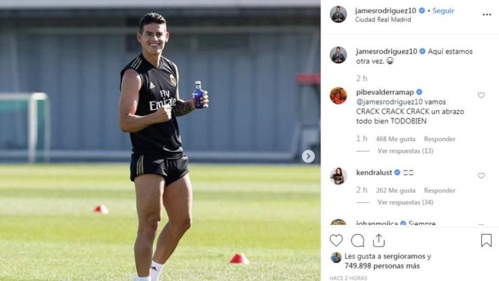 James exibe sua felicidade em Madrid. Captura/Instagram/James