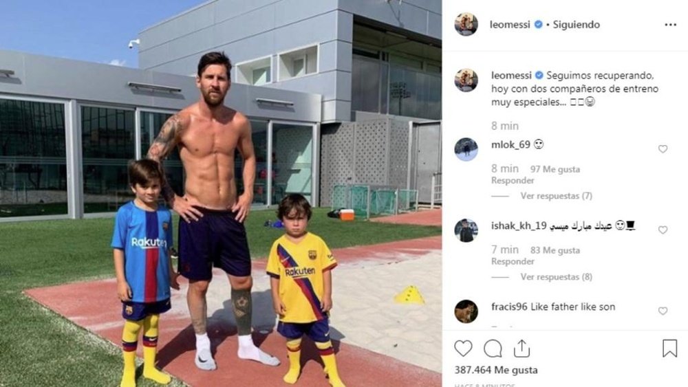 Messi e suas companhias especiais pela recuperação. Instagram/Messi