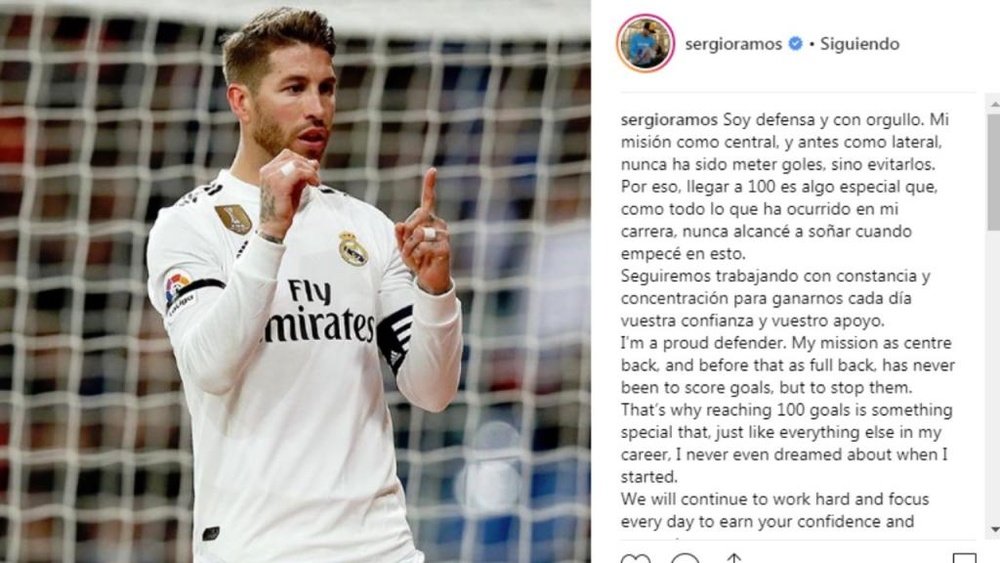 Ramos, orgulloso de sus cifras. Instagram/SergioRamos