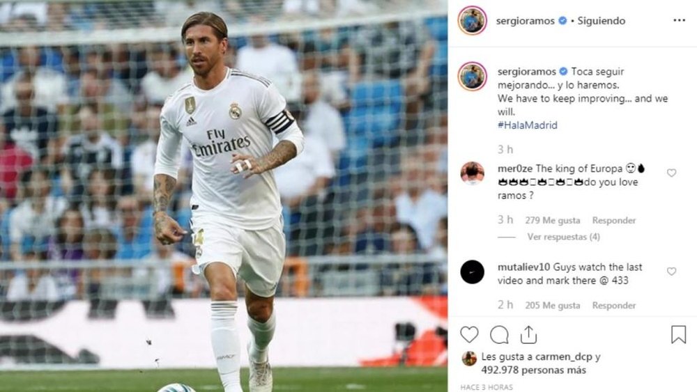 Ramos alentó al madridismo. Captura/Instagram/SergioRamos