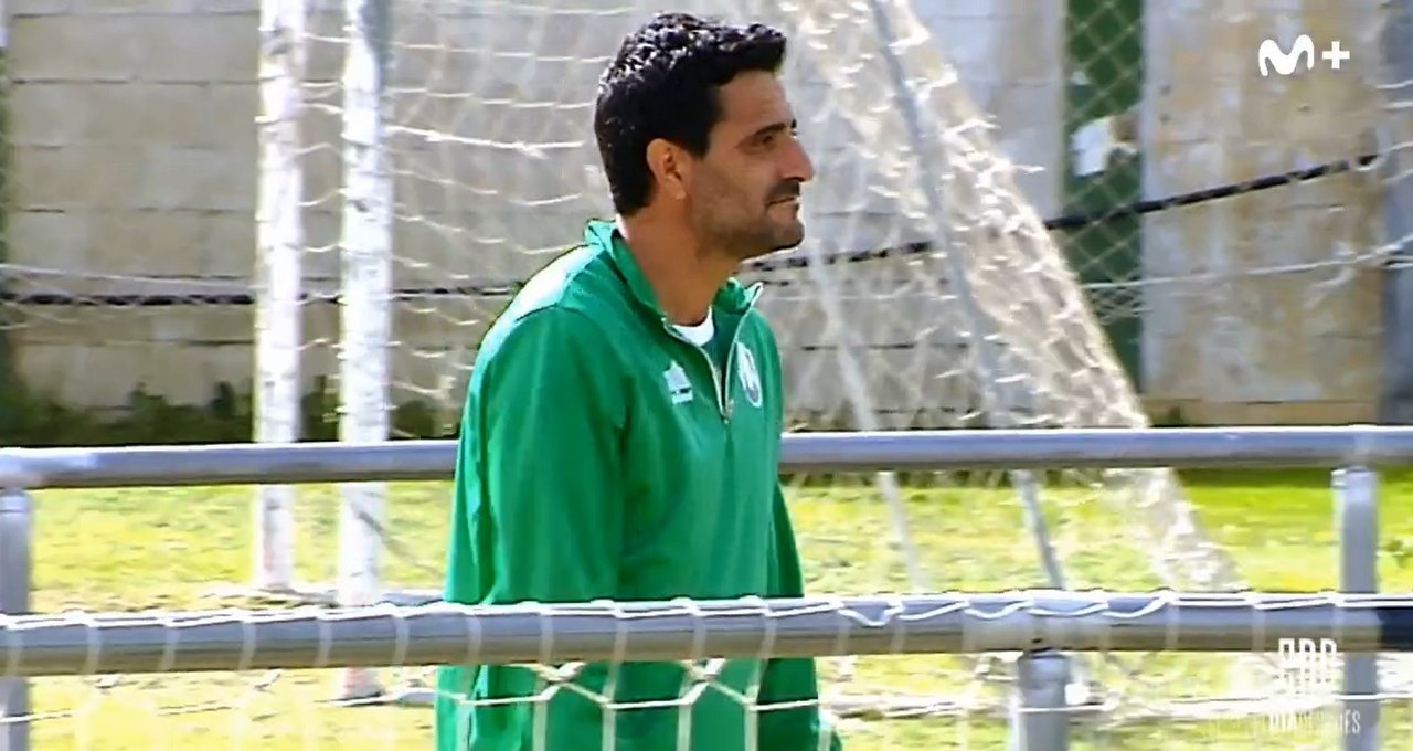 Dani Güiza marcó su primer gol con el Rota en Tercera Federación. Captura/Movistar+