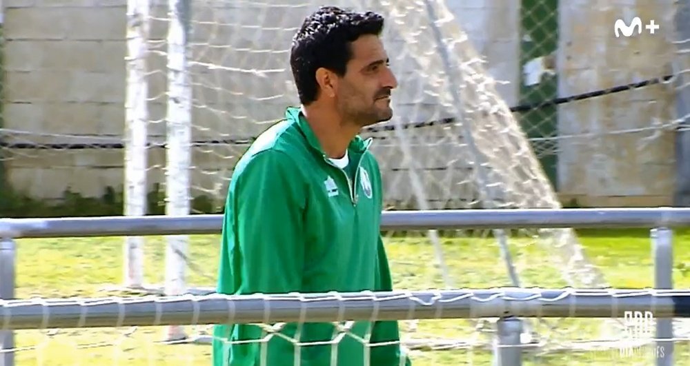 Dani Güiza marcó su primer gol con el Rota en Tercera Federación. Captura/Movistar+
