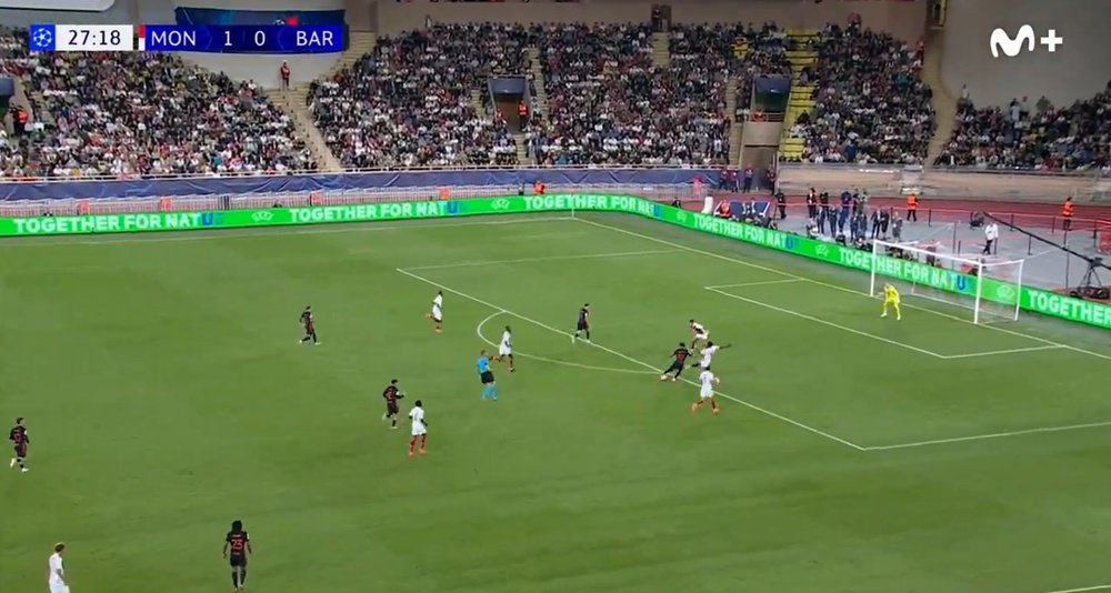 Yamal scored his first Champions League goal on Thursday. Screenshot/Movistar