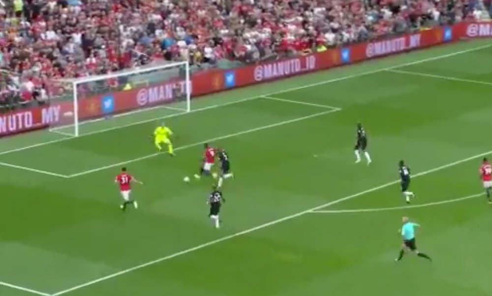 Lukaku scored on his Manchester United PL debut. TV/MovistarFutbol