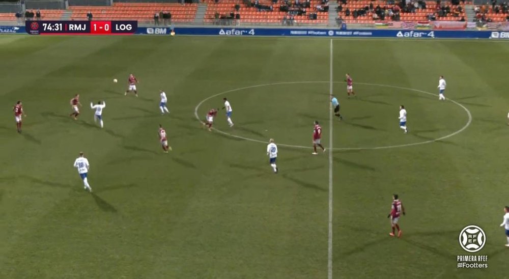 El Rayo Majadahonda ganó 1-0 a la UD Logroñés. Captura/Footters