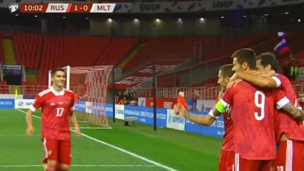 Rusia cumplió en casa ante Malta. Captura/UEFATV