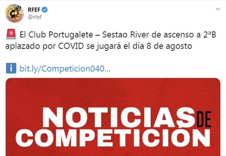 El Portugalete-Sestao aplazado por un caso de coronavirus se jugará el día 8