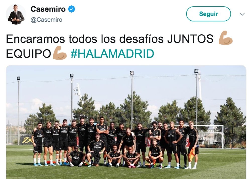 Casemiro et son message de solidarité. Twitter/Casemiro