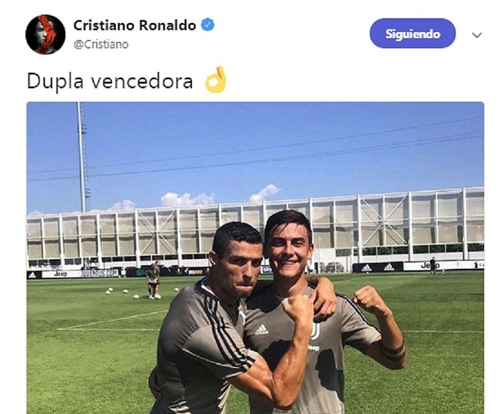 Cristiano et Dybala motivés. Twitter/Cristiano