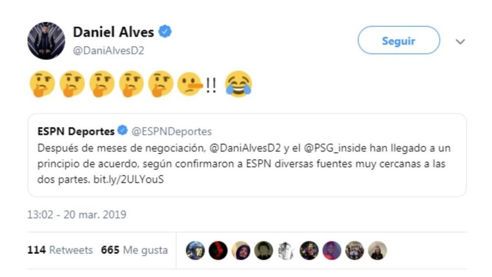 Dani Alves accuse ESPN de mentir. Capture/DaniAlves