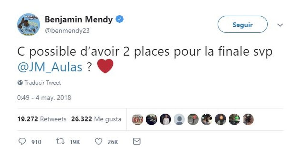 El francés arrasa de nuevo en las redes. Twitter/BenMendy23