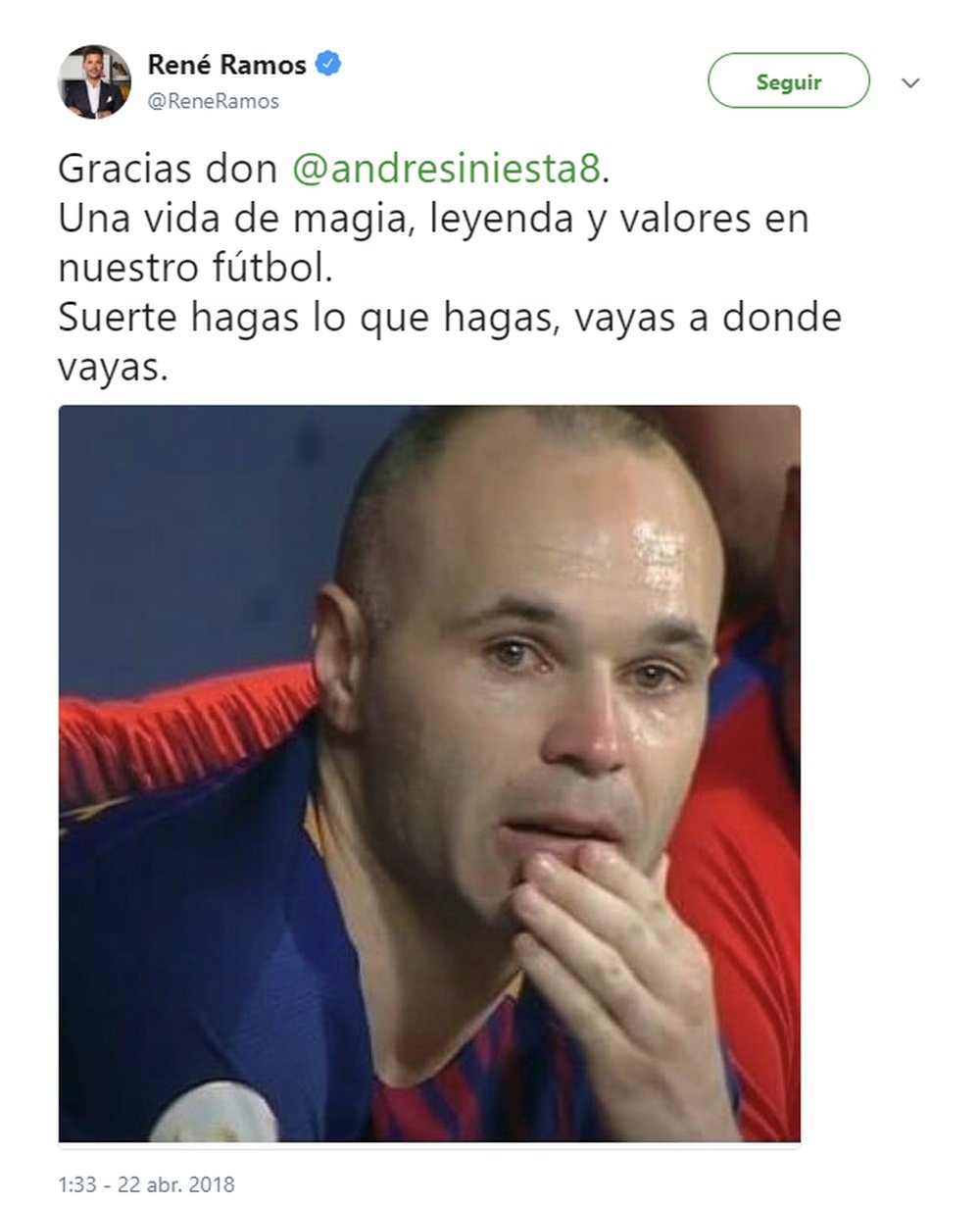Bonitas palabras de René a Andrés. Twitter/ReneRamos