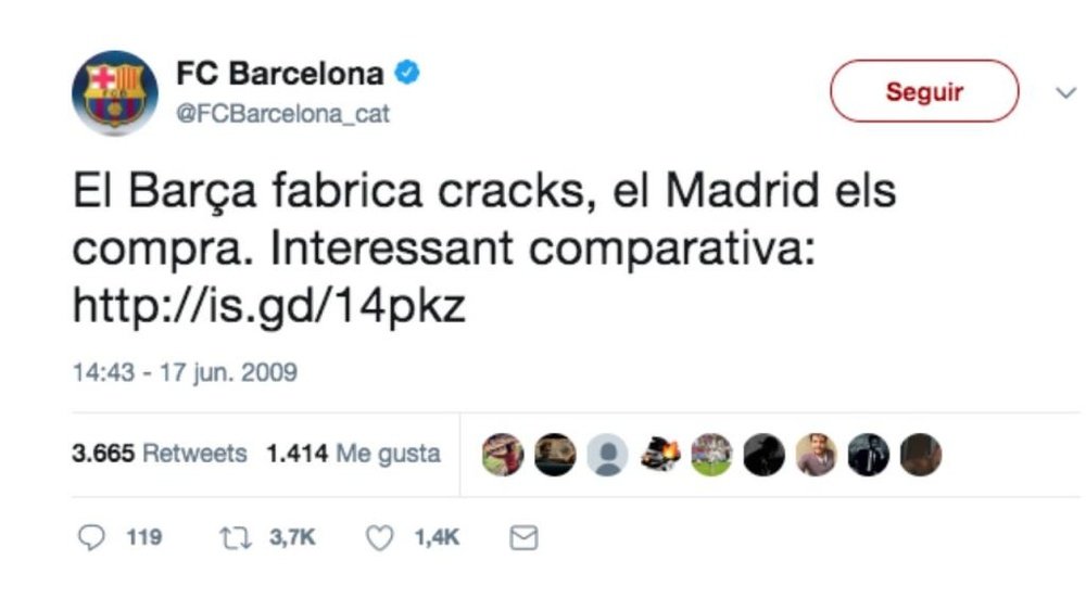 Las redes sociales sí tienen memoria. Twitter/FCBarcelona