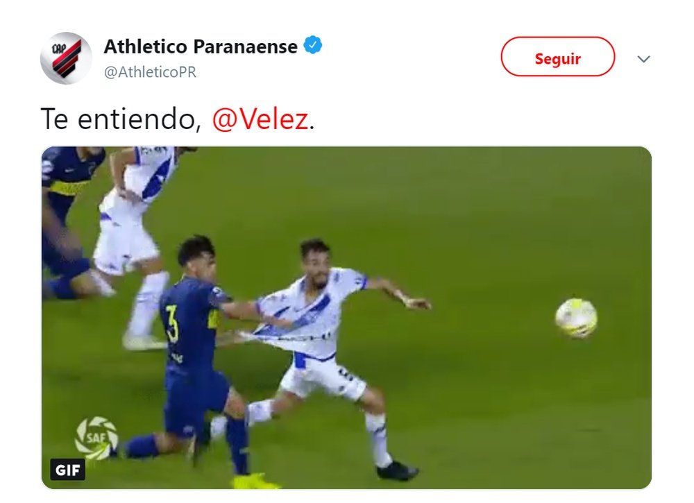Lío a tres bandas entre Paranaense, Vélez y Boca Juniors. Twitter/AthleticoPR