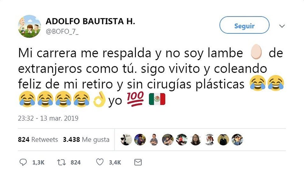 Bautista cargó contra Peralta. Twitter/Bofo_7_