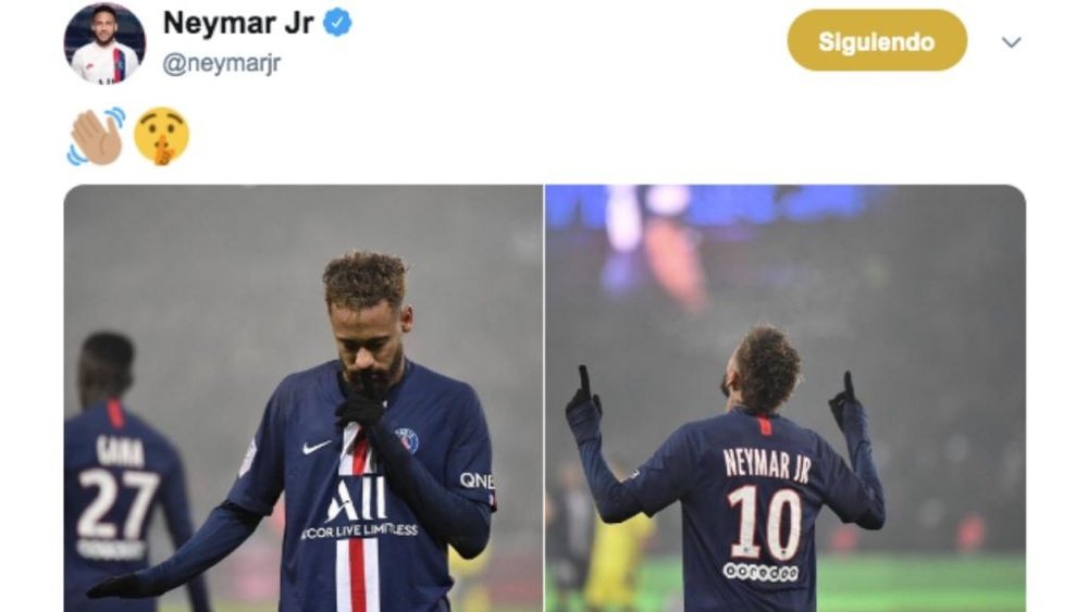 Naymar mandou torcida calar após marca. Twitter/neymarjr