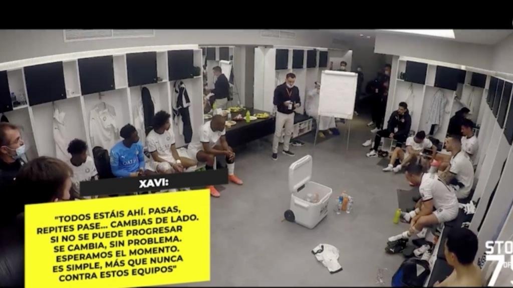 La charla de Xavi al Al Sadd antes del título muy a la 'escuela Barça'. Captura/AlSadd