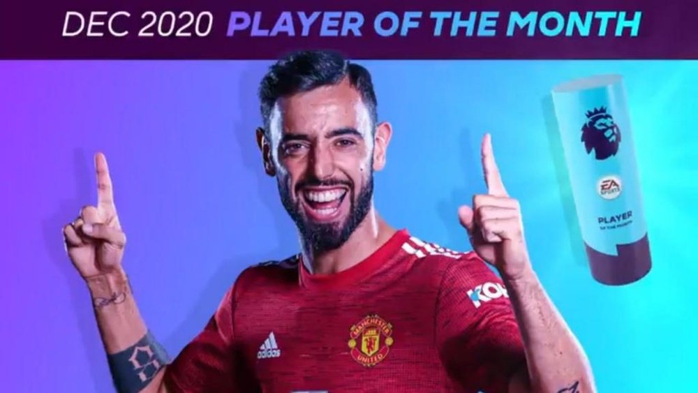 Bruno Fernandes wins Premier League player of the month for 4th time. Twitter/PremierLeague