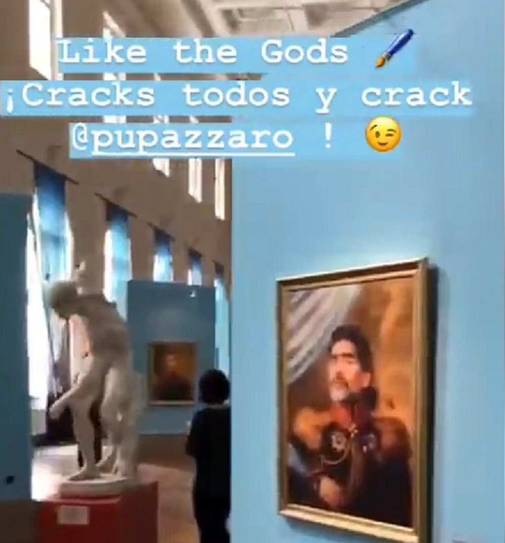 Sergio Ramos visitó un museo y enfocó al cuadro de Maradona. Captura/SergioRamos/Instagram
