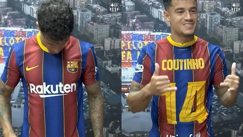 Philippe Coutinho terá a camisa 14 na temporada 2020-21. Captura/FCBarcelona