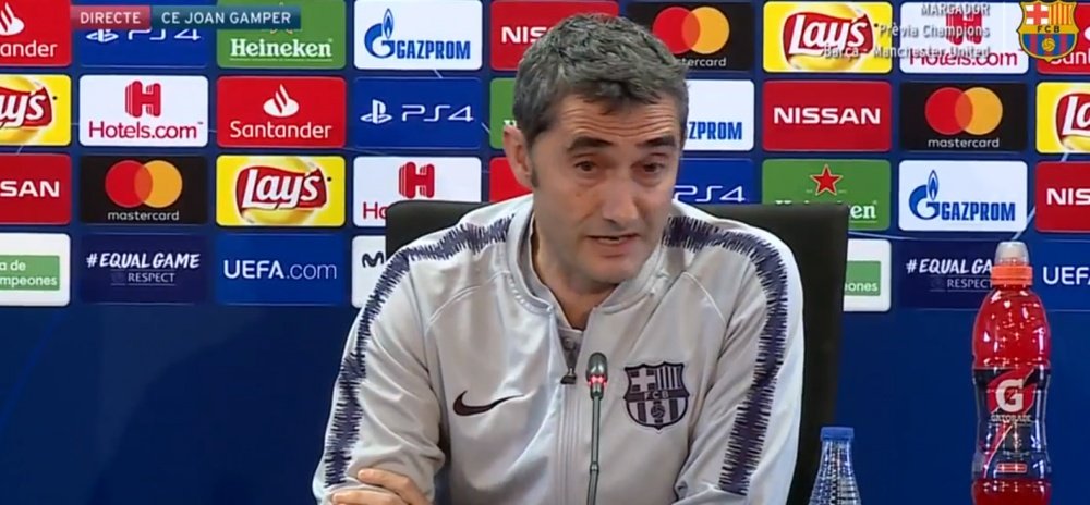 Valverde spoke about his team's UCL clash on Tuesday. Twitter/Barcelona_es