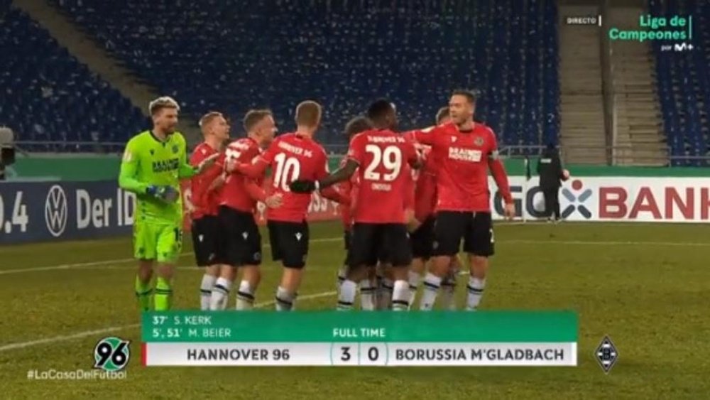 El 'Gladbach no levanta cabeza desde que ganara al Bayern. Captura/Movistar+
