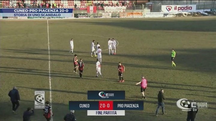 O 20-0 ao Pro Piacenza fica em 3-0 pela sua expulsão da liga