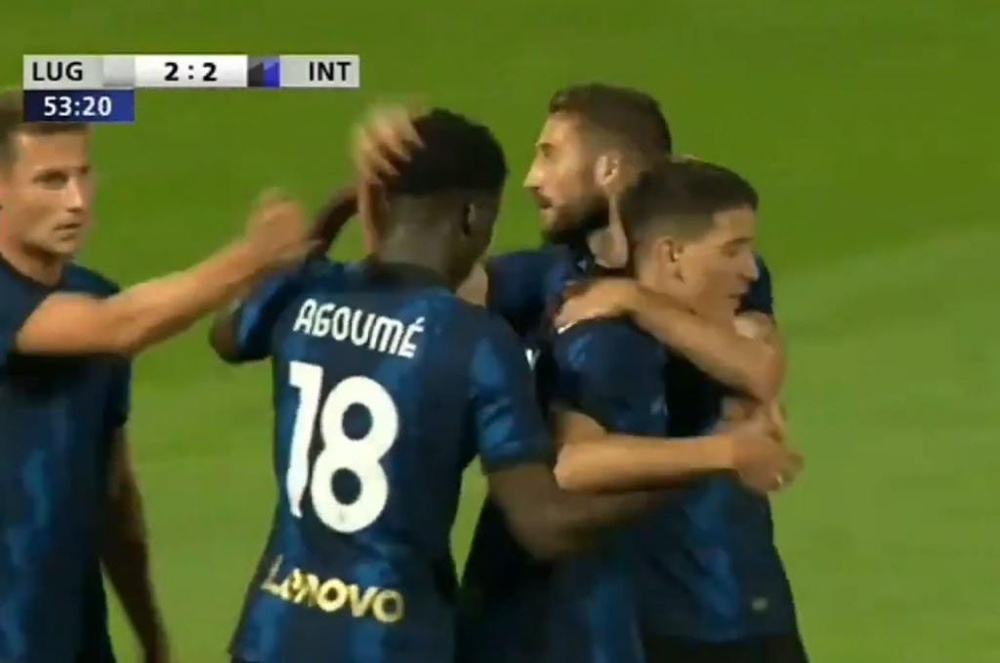 El Inter empató a dos ante el Lugano. Captura/InterTV