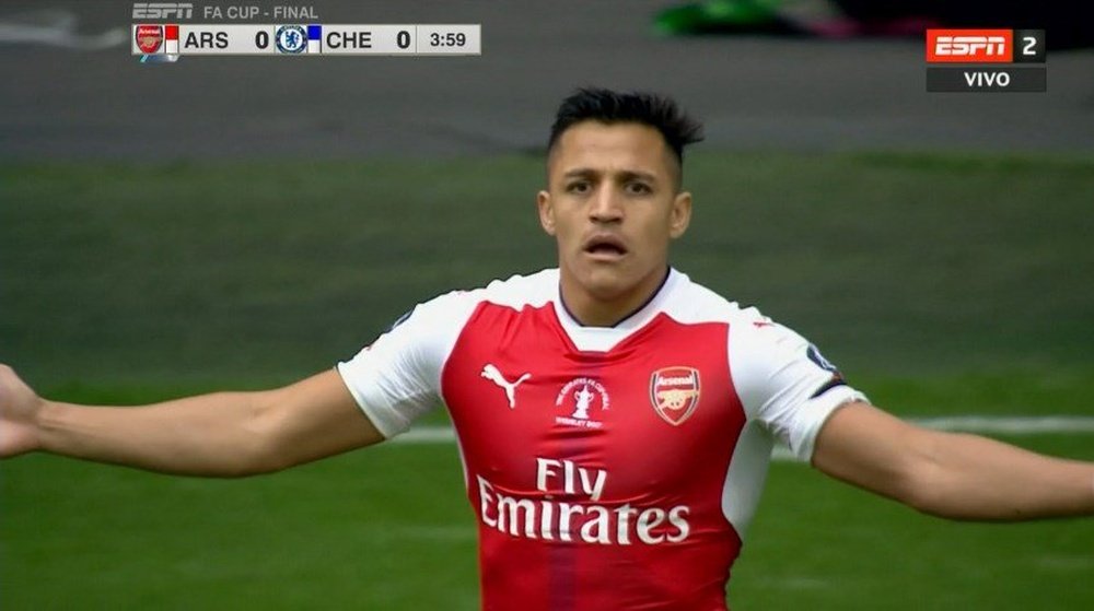Alexis a ouvert le score pour Arsenal. Twitter/ESPN