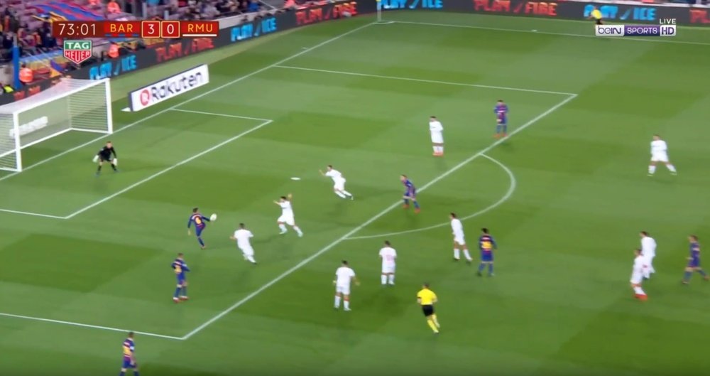 Denis Suárez realizó un genial control en el 4-0. beINSports