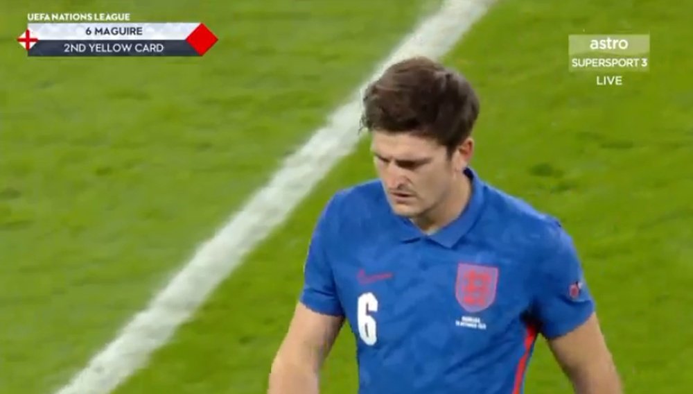 Harry Maguire's red card. Screenshot/AstroSupersport