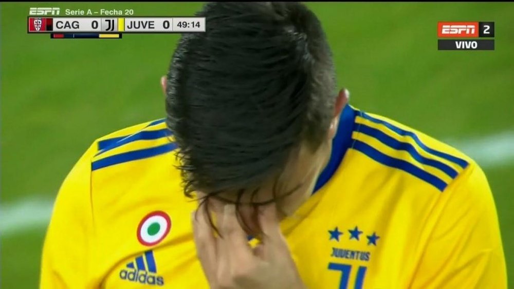 Dybala no pudo contener las lágrimas al saberse lesionado. ESPN