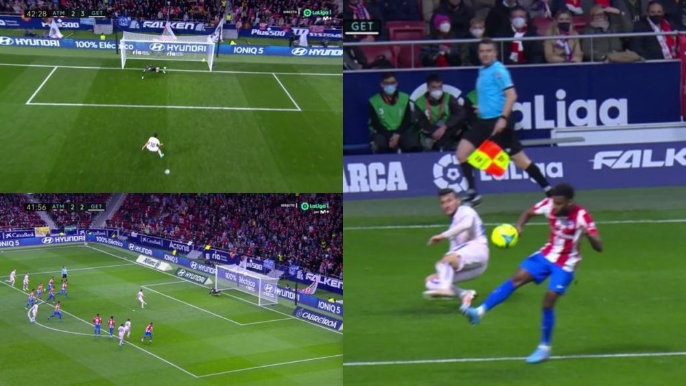 El 2-0 al 2-3: el Getafe remontó gracias a dos manos del Atleti. Captura/MovistarLaLiga