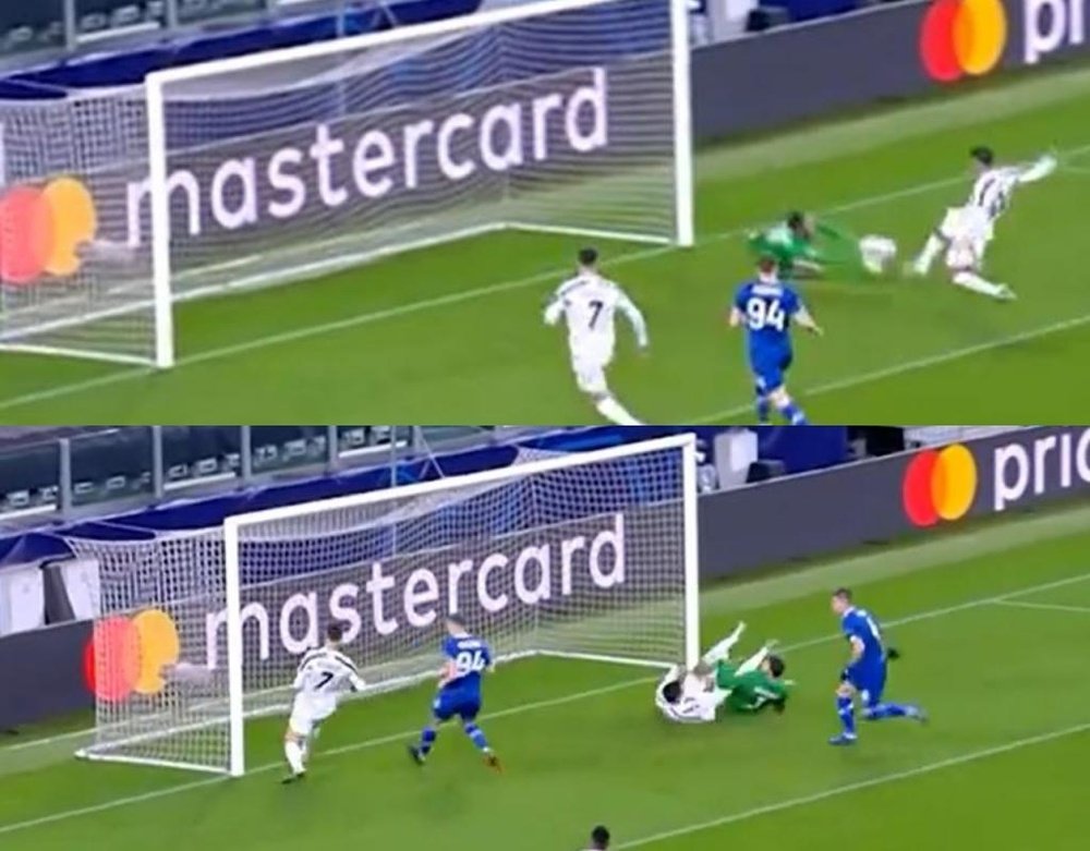 Ronaldo marcó un gol que era de Morata. Captura/Movistar+