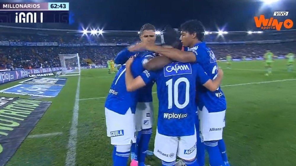 Millonarios ganó cómodamente a Jaguares. Captura/WinSports