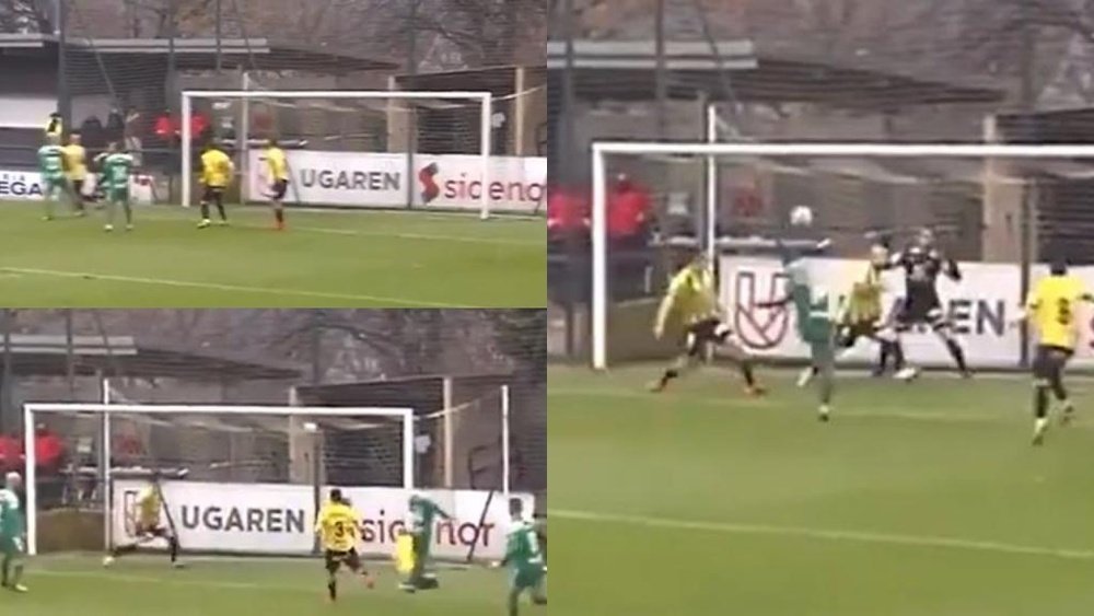 El Arenas de Getxo estrelló el balón en el larguero tres veces en seis segundos. Captura/Footers
