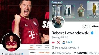Lewandowski quitó su foto de perfil con la camiseta del Bayern. Twitter/lewy_official