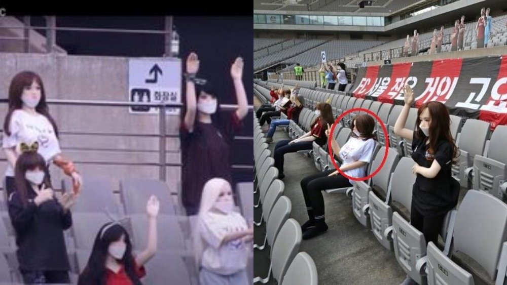 Un club coréen comble le vide de son stade par des poupées gonflables. Captures/Twitter/WhoAte