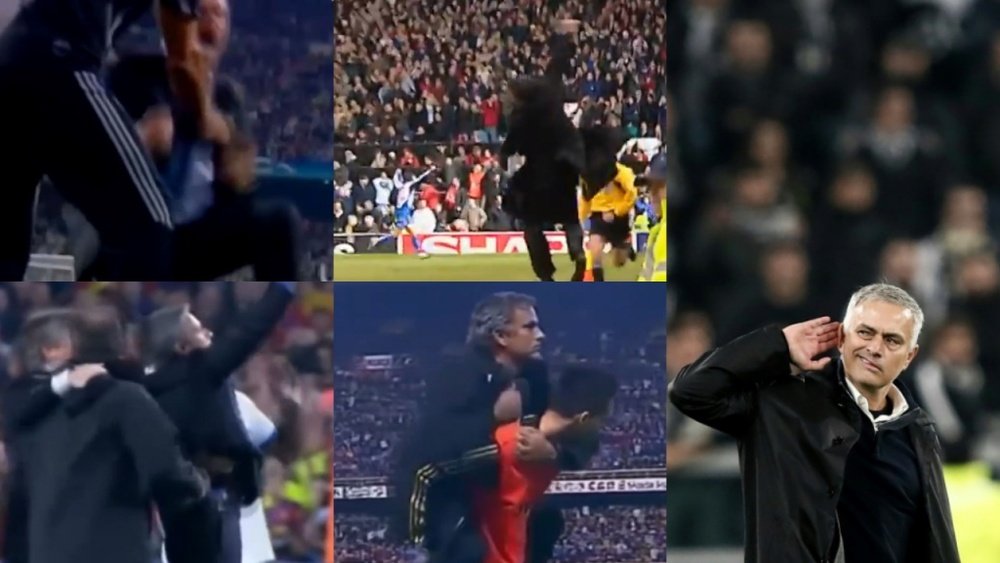 Mourinho no oculta sus emociones tras los goles. AFP